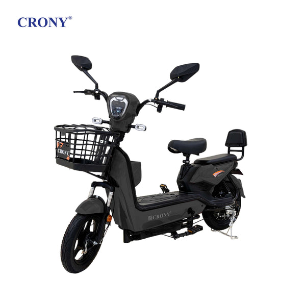 CRONY W8 Golden Eagle Electric Bike, Black, 350W Rear Hub Motor, 48V 12Ah/20Ah Battery, 40 km/h Top Speed, 31–60 km Range, 14-Inch Wheels, 3-Speed, Front Drum & Rear Locking Brake, Long-Range Electric City Bike
