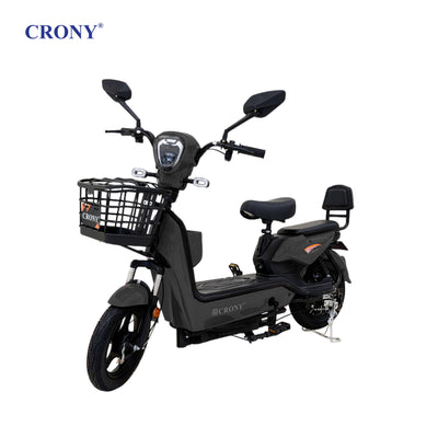 CRONY W8 Golden Eagle Electric Bike, Black, 350W Rear Hub Motor, 48V 12Ah/20Ah Battery, 40 km/h Top Speed, 31–60 km Range, 14-Inch Wheels, 3-Speed, Front Drum & Rear Locking Brake, Long-Range Electric City Bike