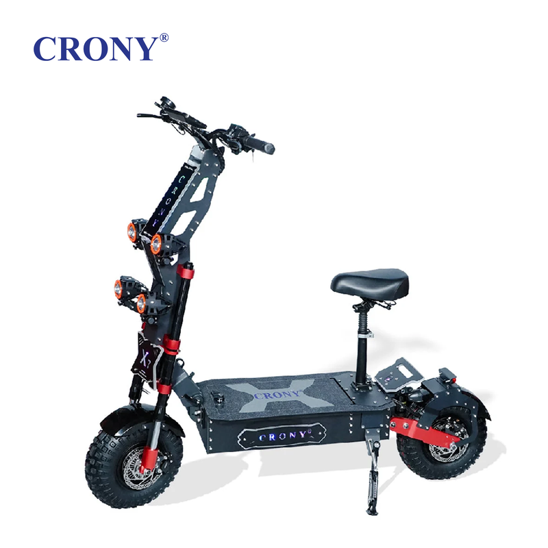 CRONY X7 Dual Motor Electric Scooter redefines extreme performance with unmatched power, endurance, and design. Equipped with two 5000 W motors and a massive 72 V / 50 AH lithium battery, this beast delivers an incredible range of up to 190 KM