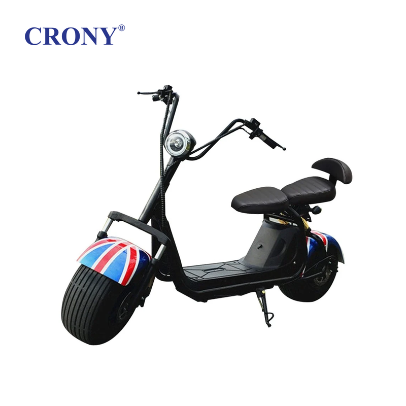 Crony Big Harley in National Flag is an adult electric motorcycle for UAE roads. It has a 2500W motor, a top speed of 65-70 km/h and a maximum cruising distance of 50 km on a 60V 12Ah lithium battery.