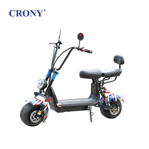 CRONY Small Harley two seat big tires with BT  1000w high power two wheels adult electric scooter Electric Motorcycle UK Flag