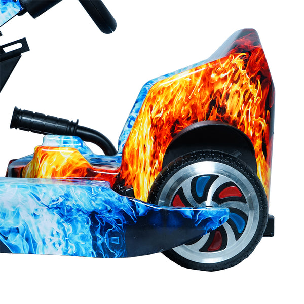 CRONY JL001-04  Kids Electric 4-Wheel Go-Kart Hand Brakes LED Light Wheels Electric Amusement Kart 250W Motor 15-20KM/H Speed Max Loading Weight 65KG Range 8-10KM( Red & Blue Fire)