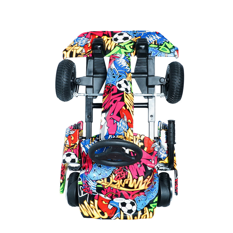 CRONY JL001-04 Kids Electric 4-Wheel Go-Kart Hand Brakes LED Light Wheels Electric Amusement Kart 250W Motor 15-20KM/H Speed Max Loading Weight 65KG Range 8-10KM(Street Dance)
