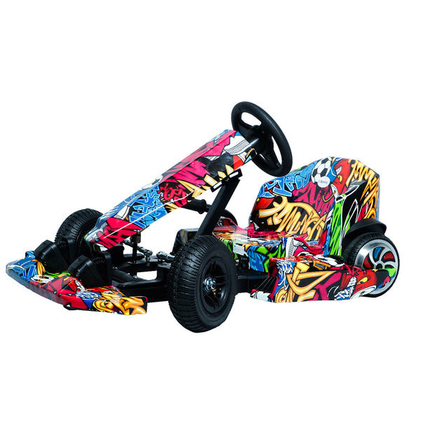 CRONY JL001-04 Kids Electric 4-Wheel Go-Kart Hand Brakes LED Light Wheels Electric Amusement Kart 250W Motor 15-20KM/H Speed Max Loading Weight 65KG Range 8-10KM(Street Dance)