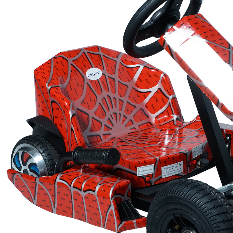 CRONY JL001-04  Kids Electric 4-Wheel Go-Kart Hand Brakes LED Light Wheels Electric Amusement Kart 250W Motor 15-20KM/H Speed Max Loading Weight 65KG Range 8-10KM( Red Spider)