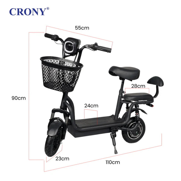 CRONY JL005-02 Small Harley Electric Bicycle Folding Electric Scooter  2 Wheels Electric Motorcycle with Basket
