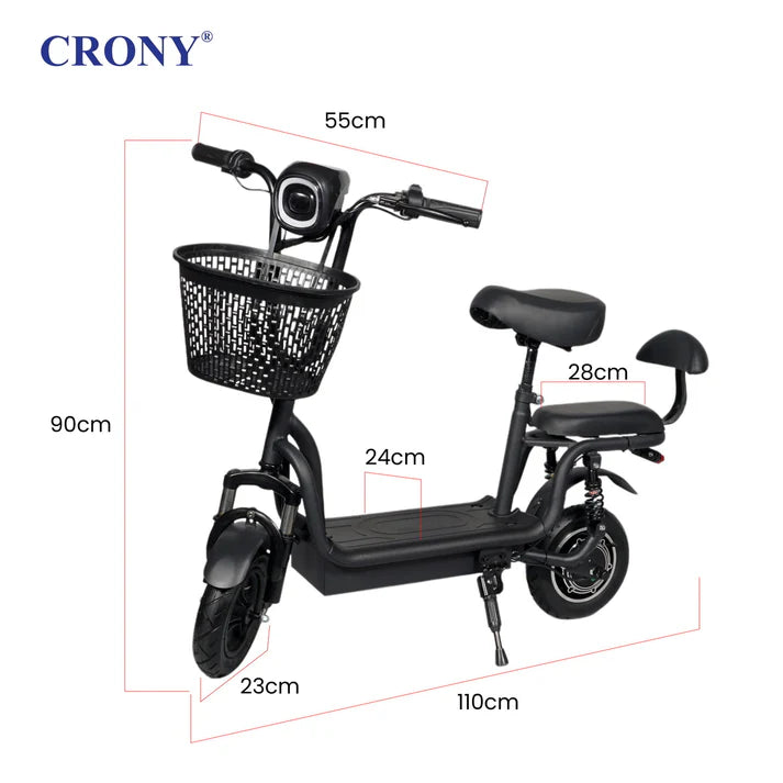 CRONY JL005-02 Small Harley Electric Bicycle Folding Electric Scooter  2 Wheels Electric Motorcycle with Basket