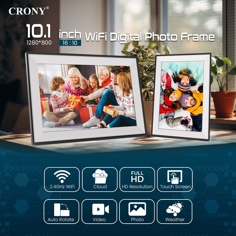 Crony JT101F-102 10.1 Ineh wIFI Digitsl Photo Frame Bring your memories to life with this 10.1 Inch Android WiFi Cloud Digital Photo Frame (16GB Memory)