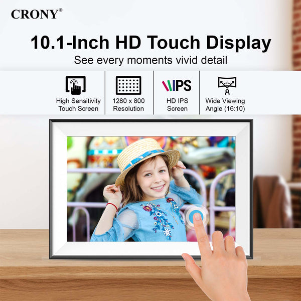 Crony JT101F-102 10.1 Ineh wIFI Digitsl Photo Frame Bring your memories to life with this 10.1 Inch Android WiFi Cloud Digital Photo Frame (16GB Memory)