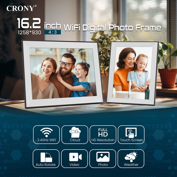 CRONY  JT16.2M-102 16.2 Inch WIFI Digital Photo Frame Android WiFi Cloud Digital Photo Frame – 32GB Touch Screen Display (JT162M-I02)
