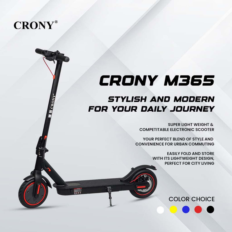 CRONY M365 Electric Scooter with App, Black, 250W–350W Motor, 36V 7.8Ah Battery, Up to 45 KM/H Speed, 25 KM Range, 8.5-Inch Tires, Foldable Design, Front Headlight & LED Tail Light, Smart Electric Scooter for Adults