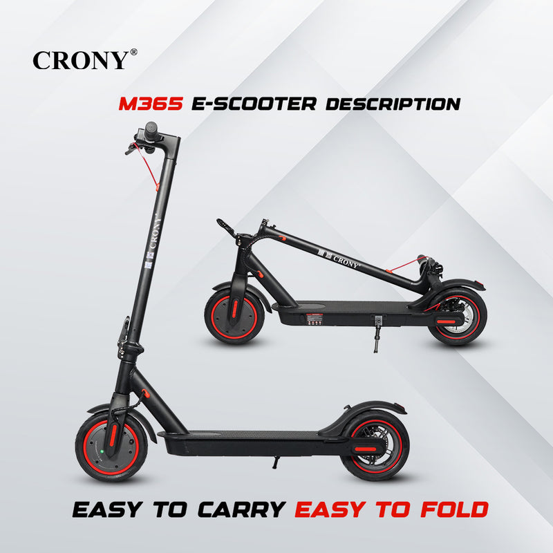 CRONY M365 Electric Scooter with App, Black, 250W–350W Motor, 36V 7.8Ah Battery, Up to 45 KM/H Speed, 25 KM Range, 8.5-Inch Tires, Foldable Design, Front Headlight & LED Tail Light, Smart Electric Scooter for Adults