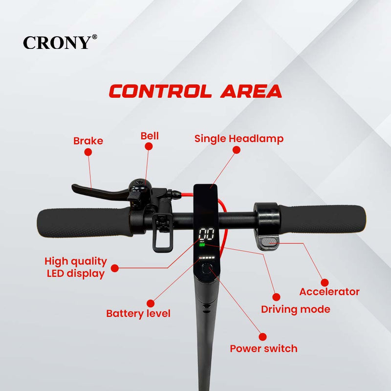 CRONY M365 Electric Scooter with App, Black, 250W–350W Motor, 36V 7.8Ah Battery, Up to 45 KM/H Speed, 25 KM Range, 8.5-Inch Tires, Foldable Design, Front Headlight & LED Tail Light, Smart Electric Scooter for Adults