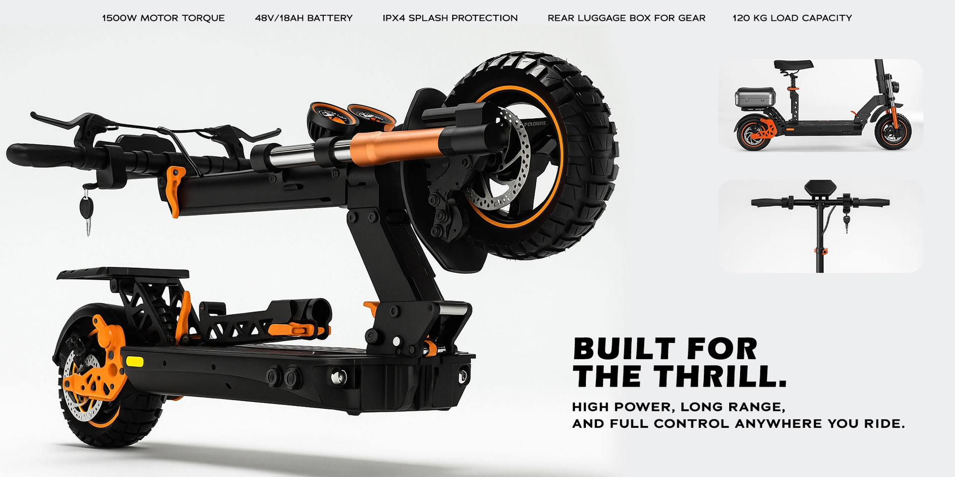 CRONY M5 Pro Electric Scooter for Adults Kids 1500W High-Speed E-Scooter with Bluetooth Speaker App Connectivity IPX4 Waterproof 120KG Max Load - Hero Banner 2