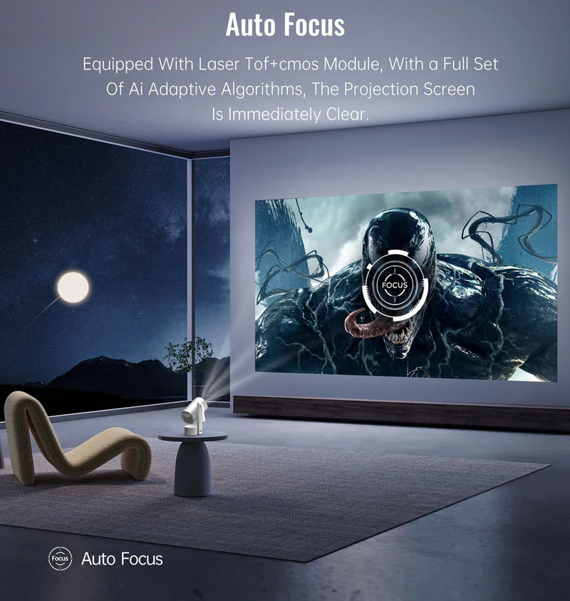 CRONY R3P Portable Mini Projector 1080P LED Smart Projector Supports 4K Decode Android with Built In Speakers