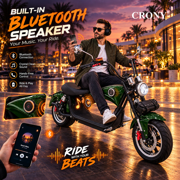 CRONY NEW X1 Harley Electrocar car With BT Speaker Electrocar car Citycoco Fat Tire Electric Motorcycle Green