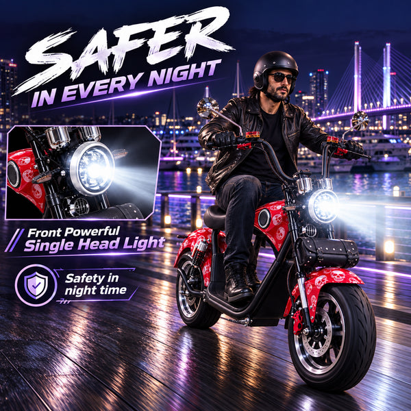 CRONY X1 Harley Electric Scooter 3000W Motor, 60V 12Ah Battery, 45KM/H High Speed, 25-35KM Range, Aluminum Alloy Frame, Front & Rear Suspension, Disc Brakes, LCD Display, LED Light, Bluetooth Speaker & Phone Holder