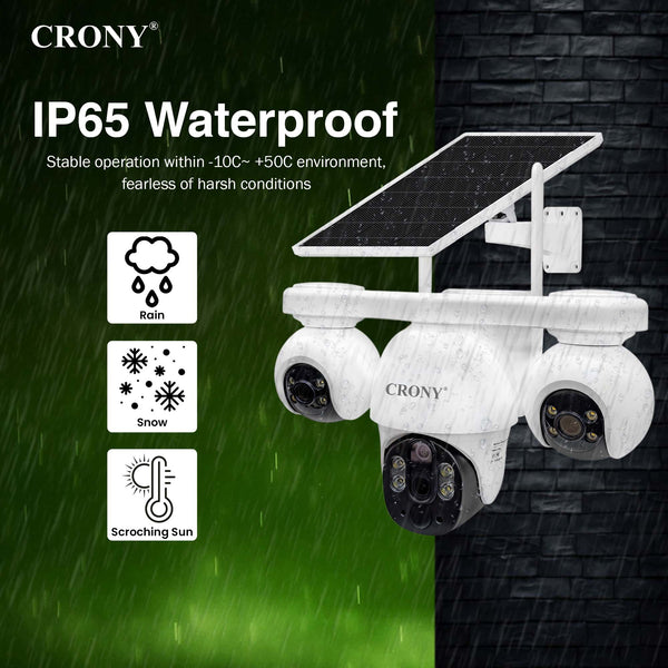 CRONY P19DL 4MP Solar Security Camera, WiFi PTZ Outdoor Camera with 8000mAh Battery, 10X Optical Zoom, 355° Pan 90° Tilt, AI Human Tracking, Motion Detection, Two-Way Audio, IR Night Vision, IP65 Waterproof, V380 Pro App, SD Card Storage