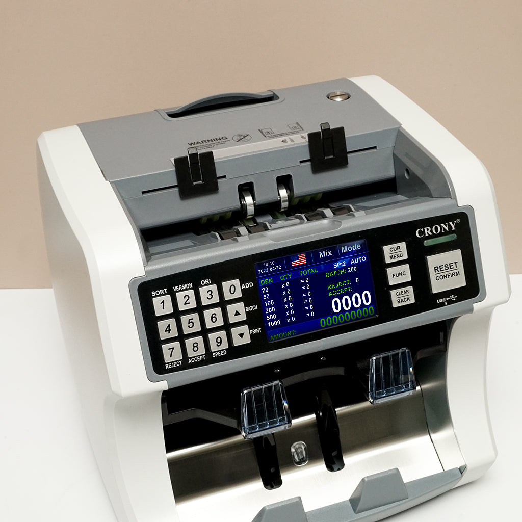 CRONY S200 High-Speed Smart Bill Counter 1000 Notes/Min Built-in Thermal Printer Touch Screen Banknote Verifiers