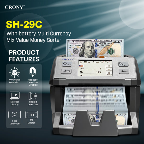 CRONY SH-29C Multi Currency Mix Value Money sorte with UV MG MT IR Detection 800 1000 1200 pcs/min  No reviews  |