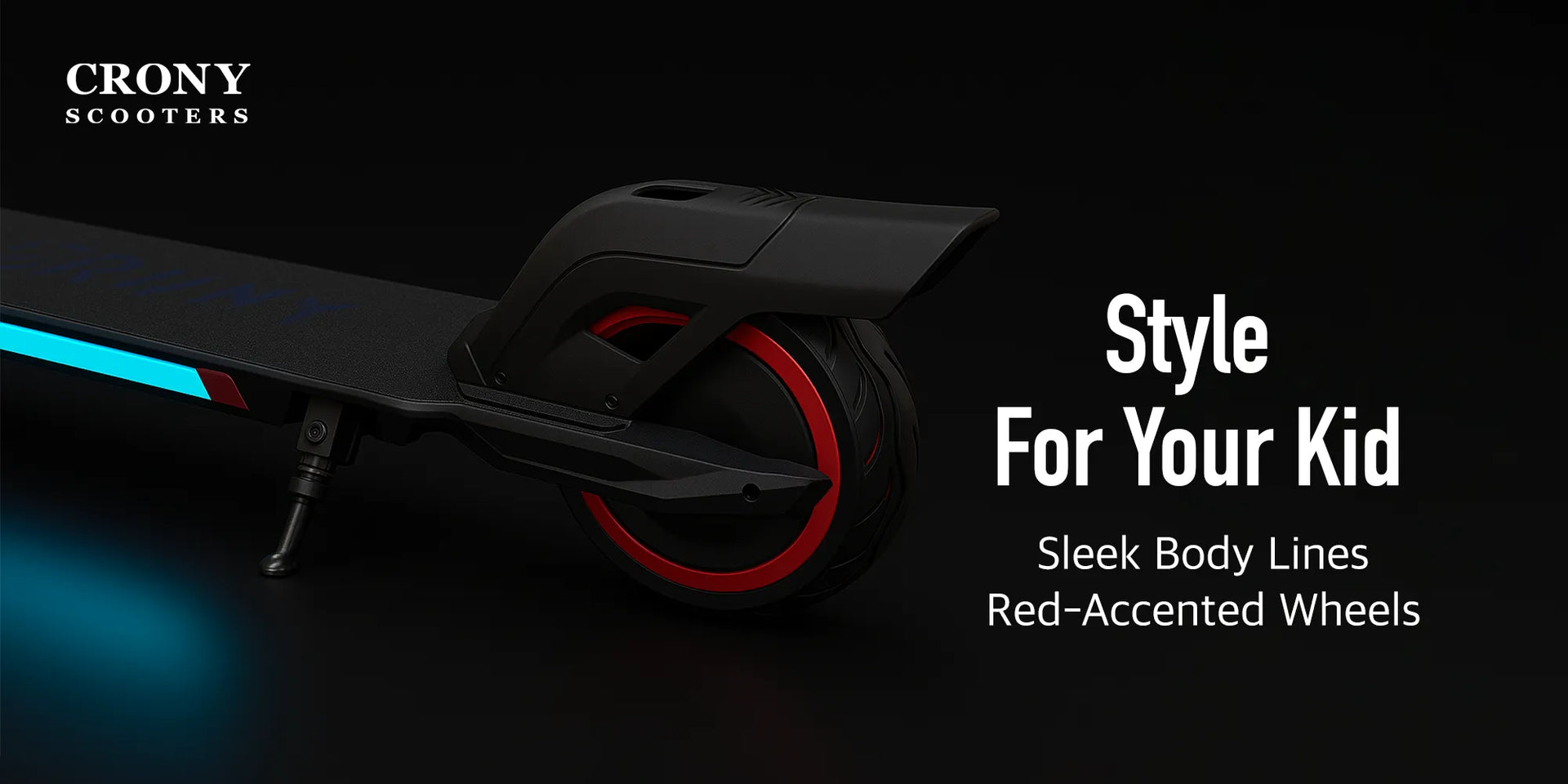 CRONY S32 Kids Foldable E-Scooter with LED Light Bar RGB Deck Lights & LED Display & E-Brake and E-Accelerator & Extended Footrest Supports Up to 100KG - Hero Banner 2