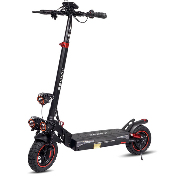 CRONY T4 Electric Scooter, 2000W Motor, 48V 13Ah Battery, 30–35 KM/H Top Speed, 25–35 KM Range, Dual Disc Brakes, Dual Suspension, Smart Lock, App Connectivity, Triple LED Headlights, Foldable E-Scooter