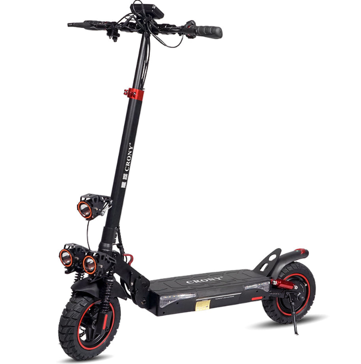 CRONY T4 Electric Scooter, 2000W Motor, 48V 13Ah Battery, 30–35 KM/H Top Speed, 25–35 KM Range, Dual Disc Brakes, Dual Suspension, Smart Lock, App Connectivity, Triple LED Headlights, Foldable E-Scooter