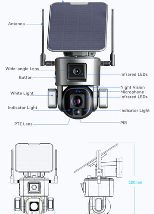 CRONY S5 WiFi-4K-8MP-10X Solar Dual Linkage Battery PTZ Camera 8MP Wireless CCTV Camera Outdoor IP66 Waterproof Solar Dual Camera