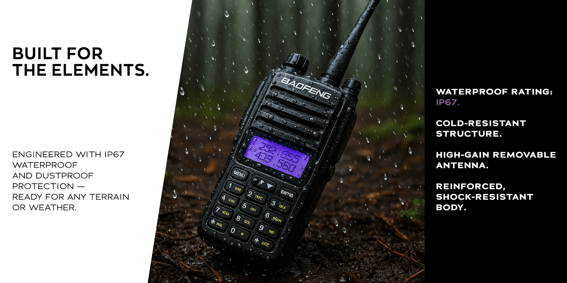 Baofeng 10W UV-9R Walkie Talkie Radio Handheld 8-15km IP67 Portable Radio Dust Cold Waterproof Radio - Hero Banner 2