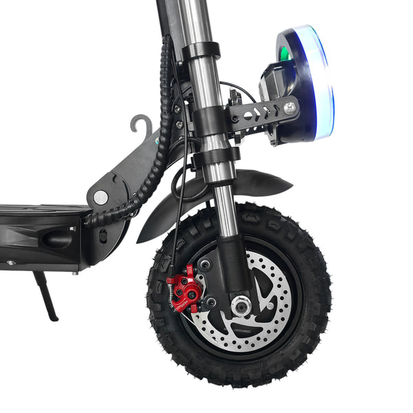 The CRONY V18 features dual 1500W motors for powerful performance, reaching 40 KM/H speed. Equipped with a 48V 18AH battery for 30–60 KM range, plus a mobile phone holder and Bluetooth speaker for added convenience and a smoother riding experience.