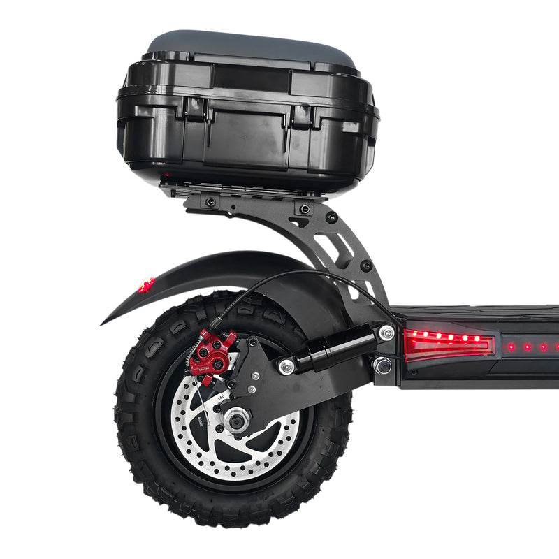 The CRONY V18 features dual 1500W motors for powerful performance, reaching 40 KM/H speed. Equipped with a 48V 18AH battery for 30–60 KM range, plus a mobile phone holder and Bluetooth speaker for added convenience and a smoother riding experience.
