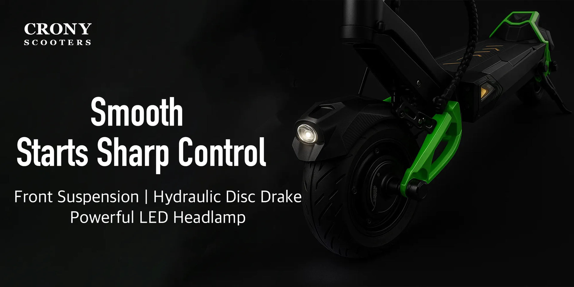 CRONY V8 Electric Scooter 1600W x2 Motors 60V/26AH Battery 40-80KM Range Disc Brakes Front/Rear Suspension Detachable Battery - Hero Banner 2