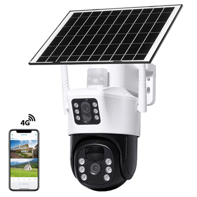 CRONY VCS09 4MP Solar Security Camera, 4G & WiFi Wireless PTZ Camera, 1080P HD, 355° Pan 90° Tilt, 8000mAh Rechargeable Battery, Two-Way Audio, TF Card & Cloud Storage, V380 Pro App, Outdoor Surveillance