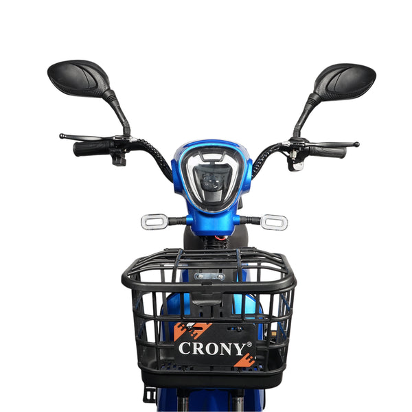 CRONY W8 Golden Eagle Electric Bike, Blue, 350W Rear Hub Motor, 48V 12Ah/20Ah Battery, 40 km/h Top Speed, 31–60 km Range, 14-Inch Wheels, 3-Speed, Front Drum & Rear Locking Brake, Long-Range Electric City Bike