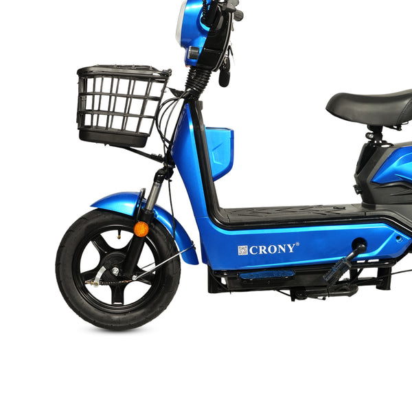 CRONY W8 Golden Eagle Electric Bike, Blue, 350W Rear Hub Motor, 48V 12Ah/20Ah Battery, 40 km/h Top Speed, 31–60 km Range, 14-Inch Wheels, 3-Speed, Front Drum & Rear Locking Brake, Long-Range Electric City Bike