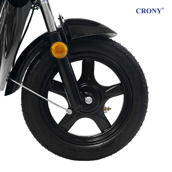 CRONY W8 Golden Eagle Electric Bike, Black, 350W Rear Hub Motor, 48V 12Ah/20Ah Battery, 40 km/h Top Speed, 31–60 km Range, 14-Inch Wheels, 3-Speed, Front Drum & Rear Locking Brake, Long-Range Electric City Bike