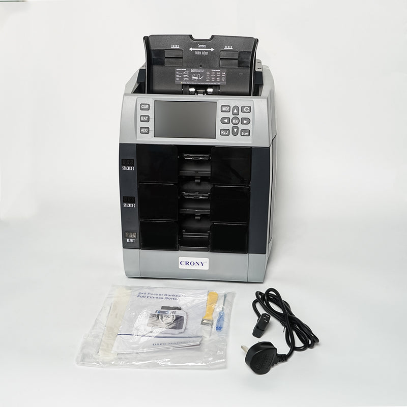 CRONY WR8301 2+1 Multi Currency Mix Value Money sorter Pocket Money Counter and Sorter Banknote Verifiers
