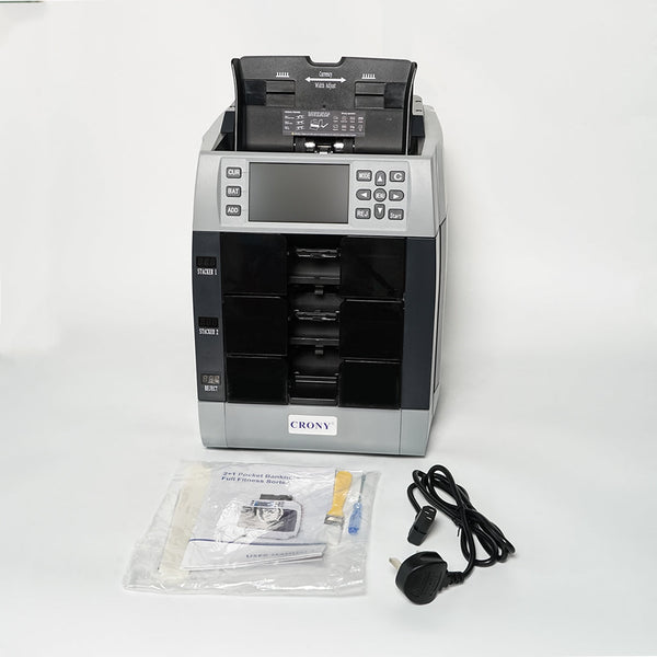 CRONY Banknote Verifiers WR8301 2+1 Multi Currency Mix Value Money sorter Pocket Money Counter and Sorter