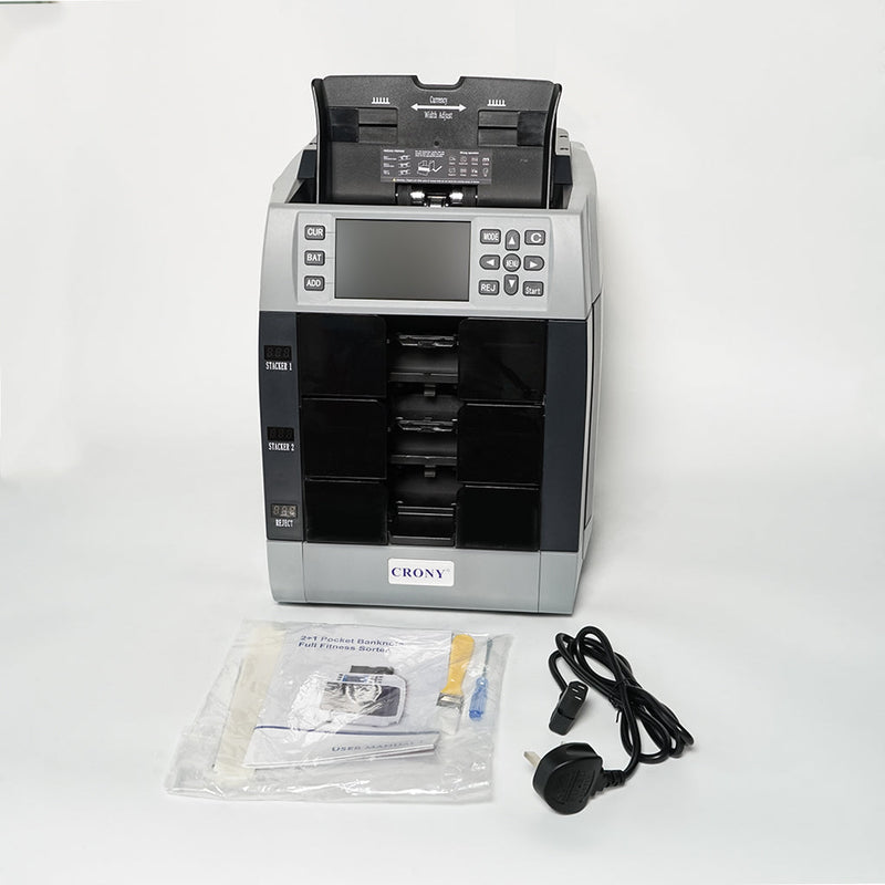 CRONY Banknote Verifiers WR8301 2+1 Multi Currency Mix Value Money sorter Pocket Money Counter and Sorter