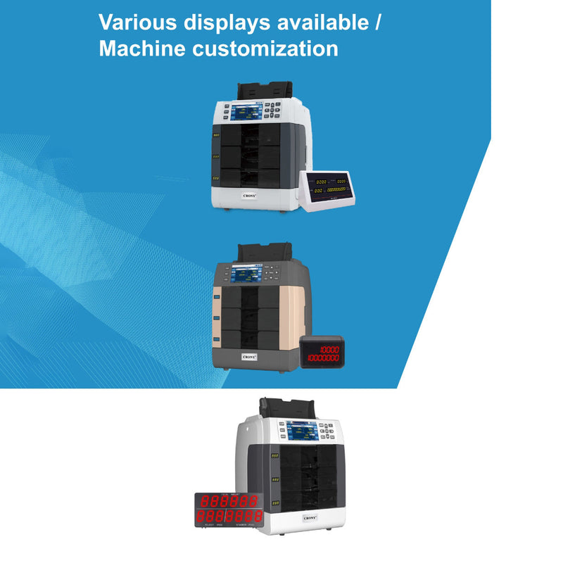 CRONY Banknote Verifiers WR8301 2+1 Multi Currency Mix Value Money sorter Pocket Money Counter and Sorter