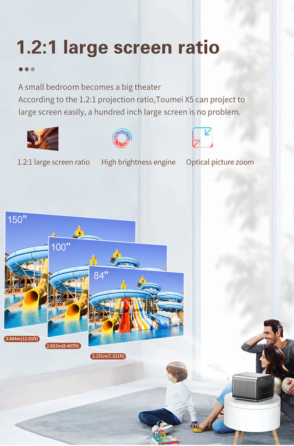 CRONY X5 4K 3D Projector with KTV BT speaker Smart Projector 1600ANSI Lumens 1080P FHD Portbale Home Theater Global Version Bluetooth MEMC RGB-LED Outdoor Beamer