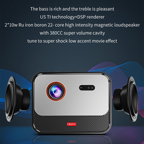 CRONY X5 4K 3D Projector with KTV BT speaker Smart Projector 1600ANSI Lumens 1080P FHD Portbale Home Theater Global Version Bluetooth MEMC RGB-LED Outdoor Beamer