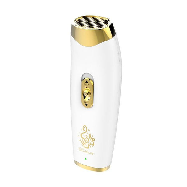 B11 upright hand-held Bukhoor Aromatherapy Portable Arabic Electric Bakhoor Incense Burner | White+Golden - Edragonmall.com