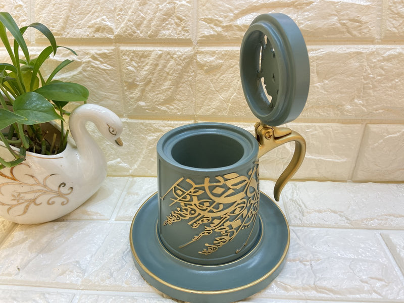 Bakhoor Big teacup Bukhoor Dukhoon Portable Incense Burner-green - Edragonmall.com