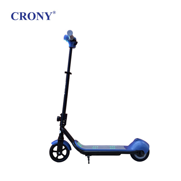 CRONY E68 Electric Scooter for Kids, 110W Motor, 10–16 KM/H Top Speed, 24V 2.5Ah Battery, 5–8 KM Range, 6.5-Inch Tires, Easy Folding, Adjustable Handlebar, LED Headlight & Rear Wheel Light, Bluetooth Speaker, Blue