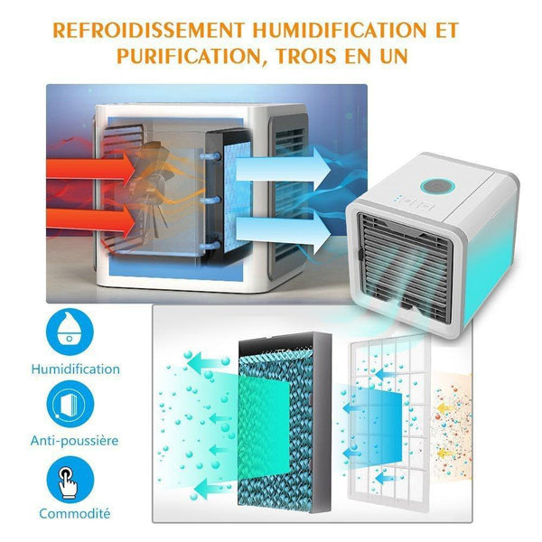COMLIFE 3 in 1 Personal Space Air Cooler, Humidifier and Purifier, Desktop Air Conditioner Fan with 3 Speeds and 7 Colors LED Night Light