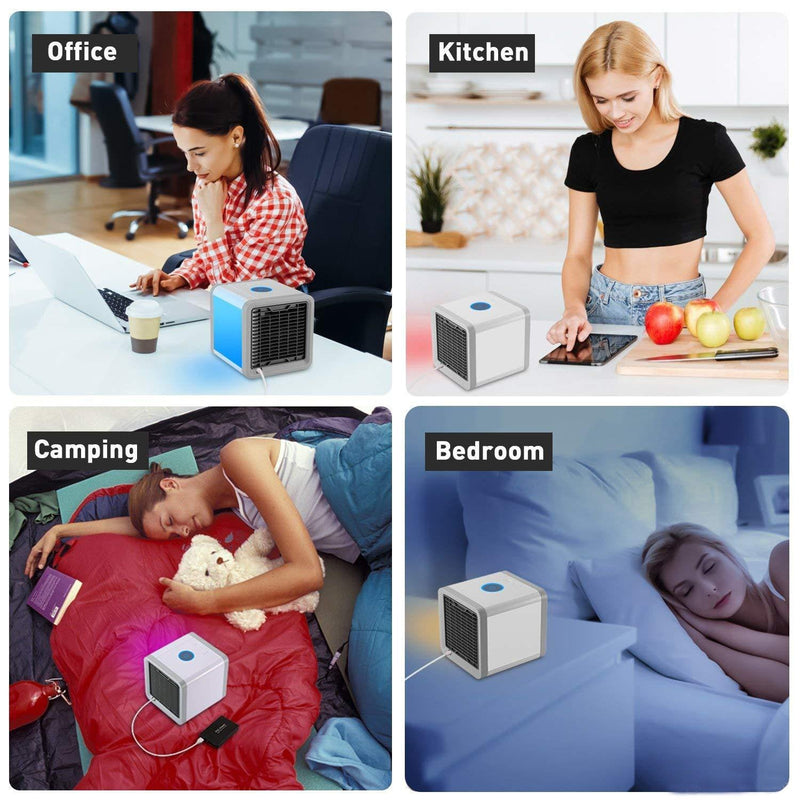 COMLIFE 3 in 1 Personal Space Air Cooler, Humidifier and Purifier, Desktop Air Conditioner Fan with 3 Speeds and 7 Colors LED Night Light