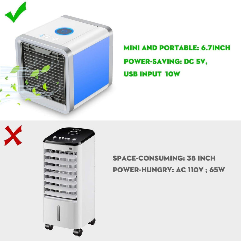 COMLIFE 3 in 1 Personal Space Air Cooler, Humidifier and Purifier, Desktop Air Conditioner Fan with 3 Speeds and 7 Colors LED Night Light