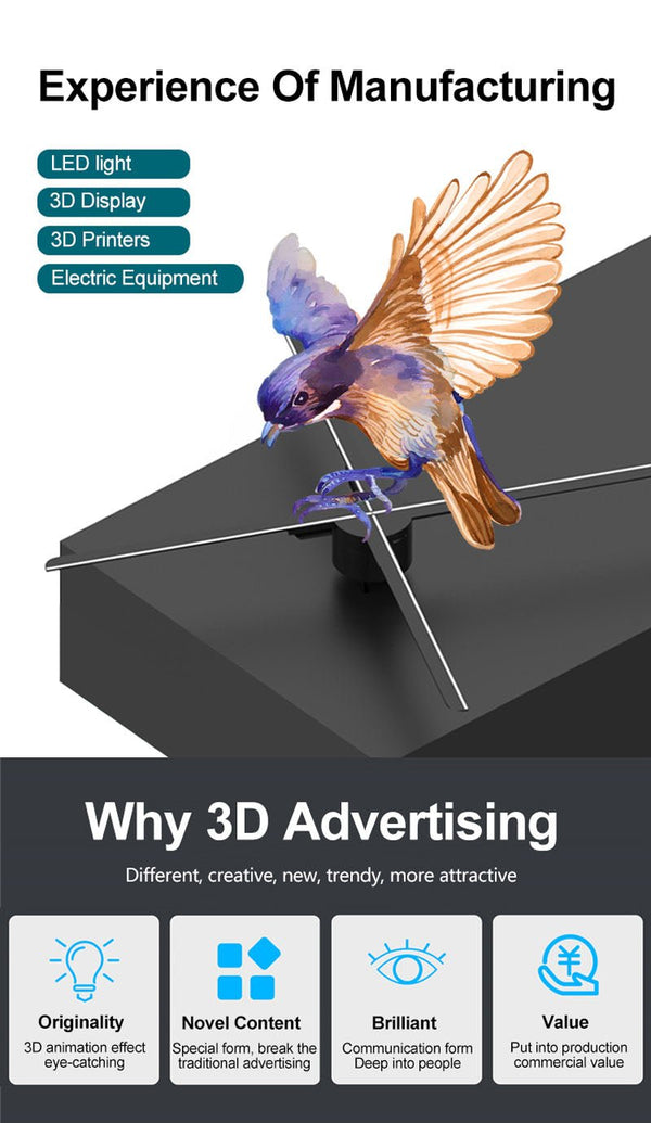 CRONY 3D Hologram Advertising 65cm Fan Screen with Stitching WiFi APP ...