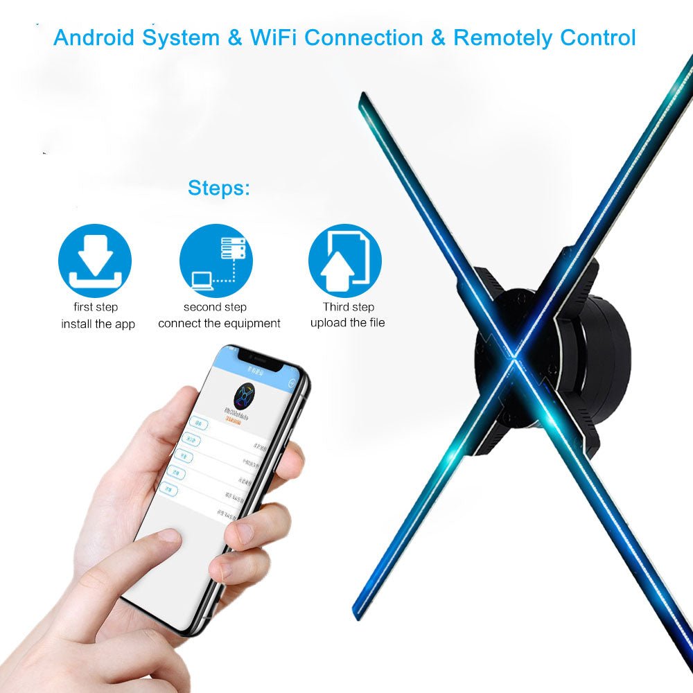CRONY 3D Hologram Advertising 65cm Fan Screen with Stitching WiFi APP ...
